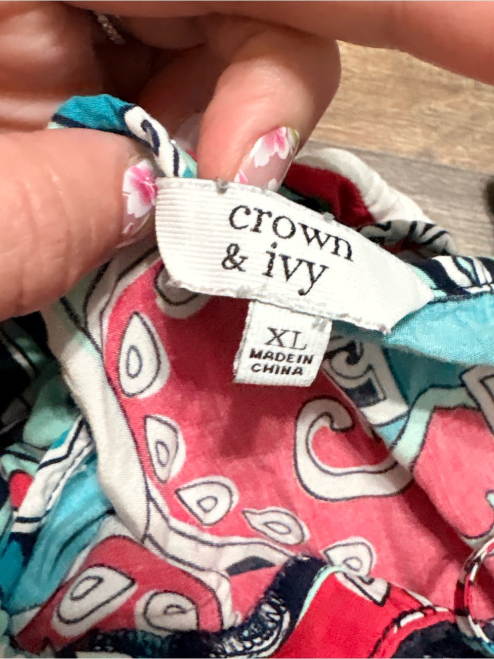 Crown & Ivy Boho Tunic Dress XL | Floral Paisley Peasant Top Bell Sleeve - Picture 5 of 9